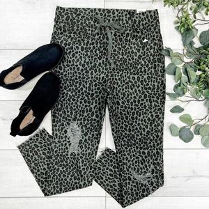 Cheetah High Rise Denim Joggers